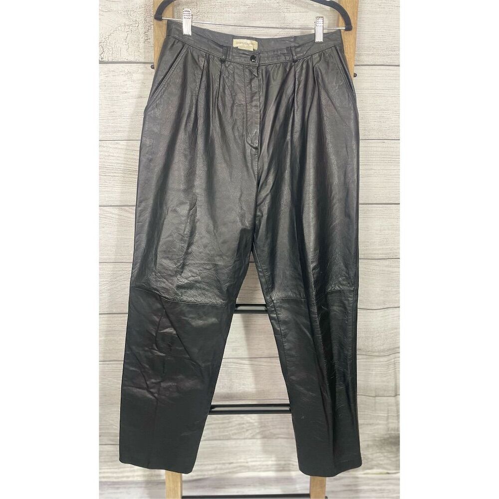 Jones New York Vintage Women's Black Leather Dress Pants Sz 14, measures like 6
